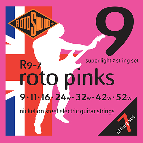 r9-7 Rotosound Roto nickel wound electric guitar strings. Best quality affordable giutar string for rock pop country metal funk blues