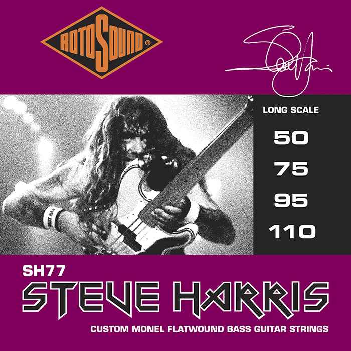 SH77 foil Steve Harris custom gauge flatwound flat wound tapewound tape Rotosound bass guitar strings Iron Maiden Heavy Metal Rock gitar guage stings srings