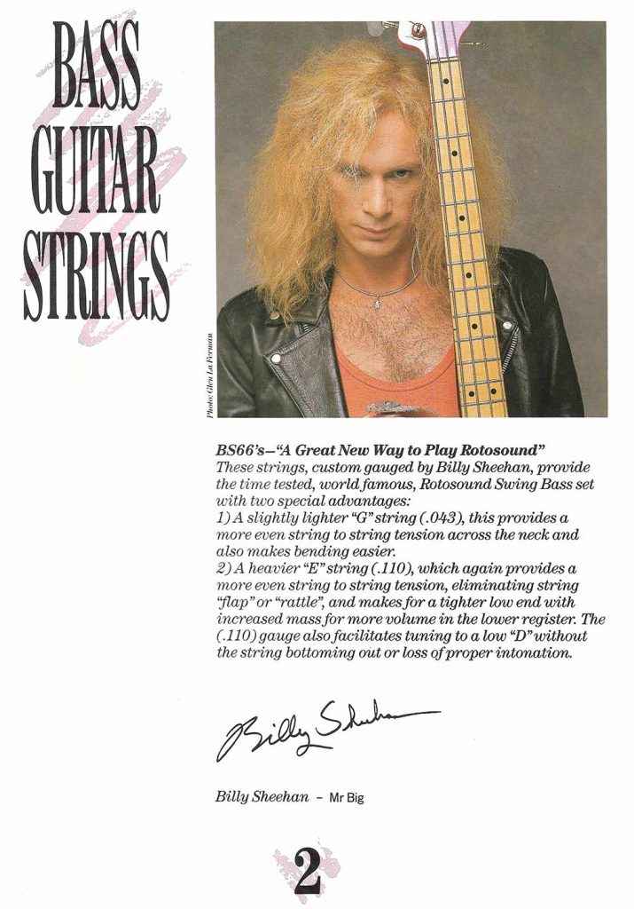 Billy Sheehan introduction to Rotosound catalogue 1989
