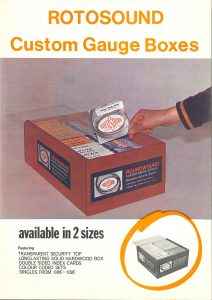Rotosound Custom gauge boxes 1971 advert. Vintage advertising. Guitar strings. Guitar ad